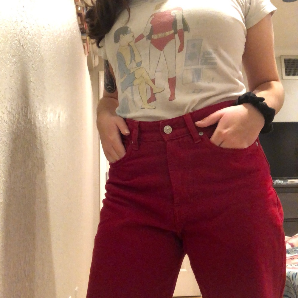 Red High-Waisted Jeans
